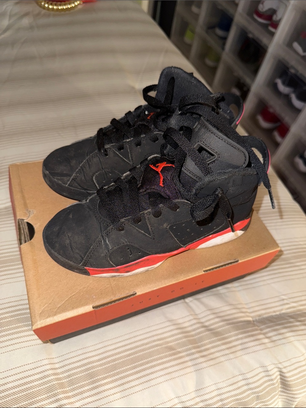 Jordan Kids Black and Red High-Top Sneakers